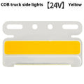 COB LED truck side marker light with aluminium housing in red, yellow, green, blue, or white for 12V and 24V vehicles.
