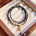Blue sand stone and gold three-ring bracelet for women with layered construction