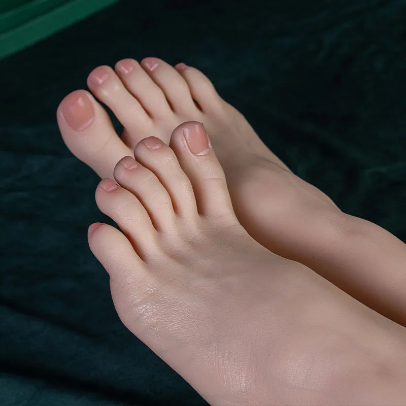 Simulation display silicone foot model for adults, unisex, in bone, full glue, or positioning style, single or pair.