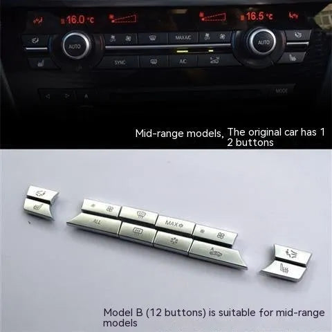Silver automotive dashboard air conditioning button panel repair set with multiple fitting options