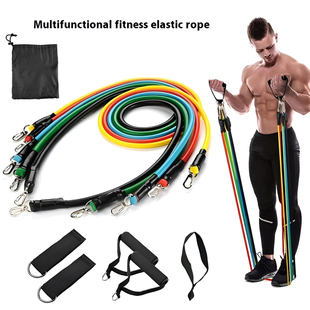 Multi-functional door sports 11-piece set with pulling rope and ABS construction