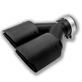 Black carbon fibre car exhaust pipe with double outlet silencer measuring 250mm