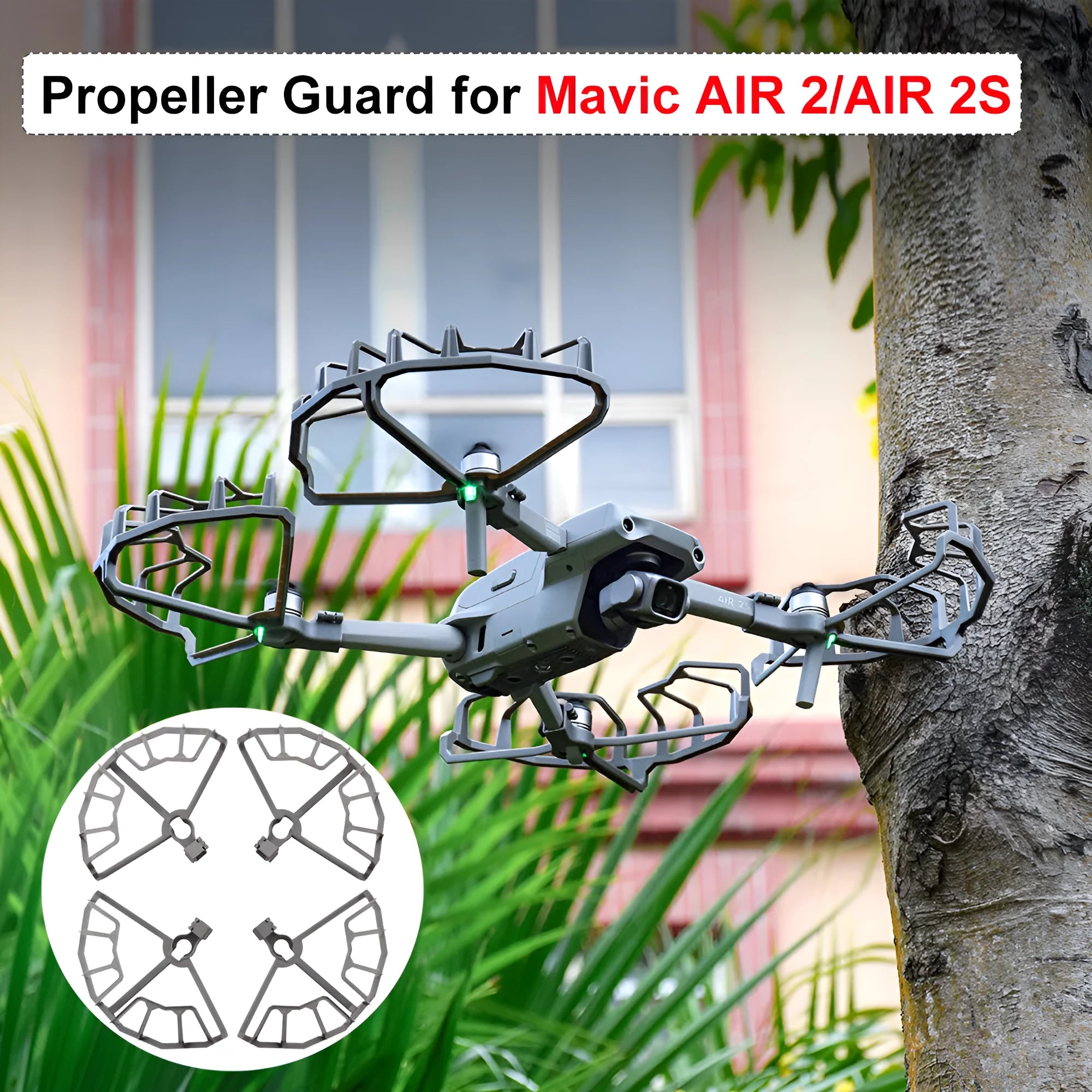 Grey ABS plastic propeller protection ring for DJI Mavic Air 2 and Air 2S drones.