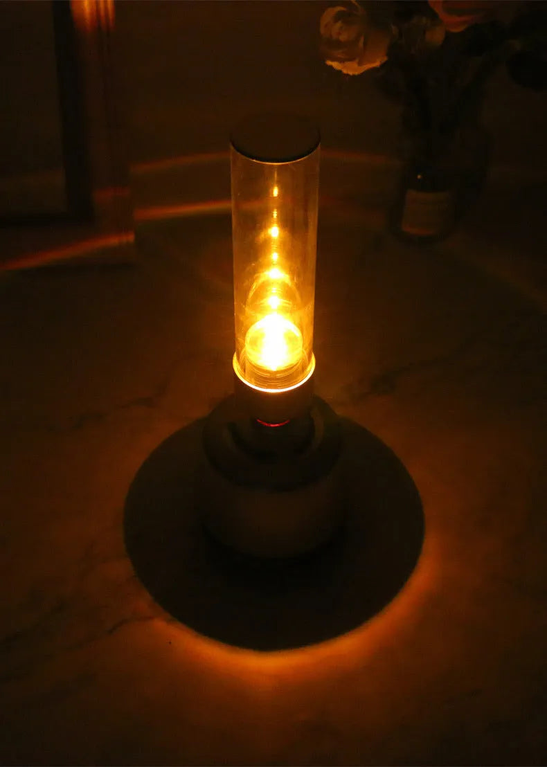 White silver Bluetooth speaker night light with candlelight atmosphere lighting effect