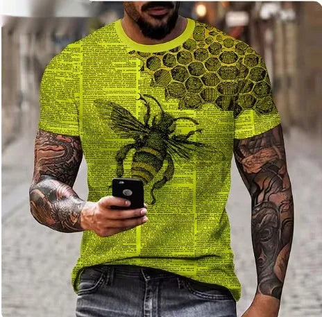 Men's grey t-shirt featuring a fierce 3D lion face print on the chest.