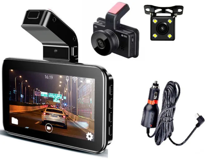 3-inch car DVR dash camera with dual lens system for front and rear recording