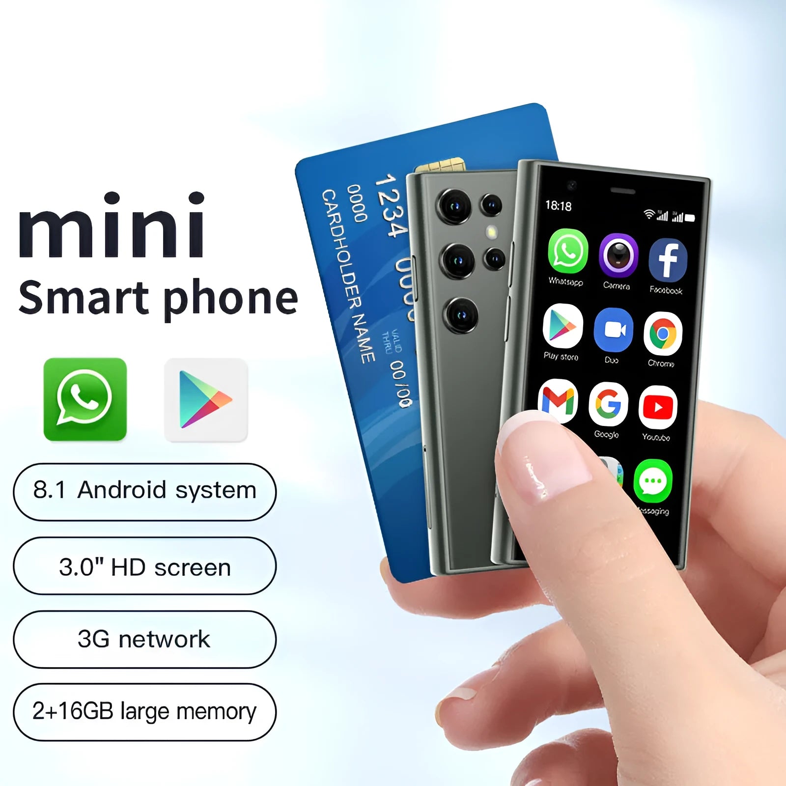 S23PRO XS15 mini smartphone in black, green, or pink purple with straight plate design and 30 screen