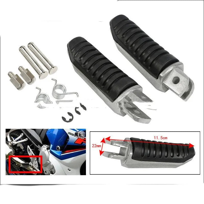 Black aluminium alloy motorcycle footpegs set for Suzuki Hayabusa and V-Strom models