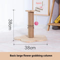 Solid wood cat scratching post with turntable and climbing elements for indoor feline exercise
