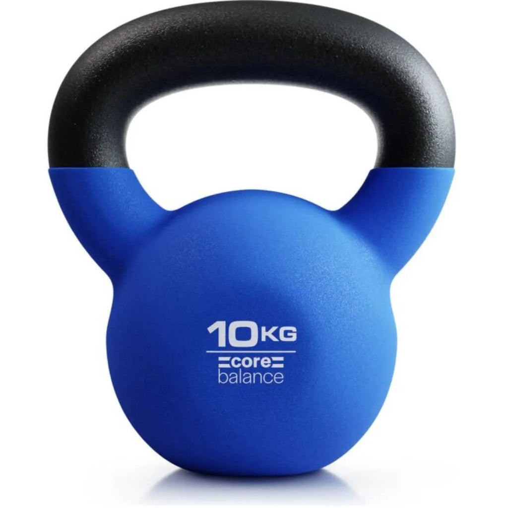 Blue cast iron teapot dumbbell with integrated handle and flat base, showing 10kg weight for home fitness.