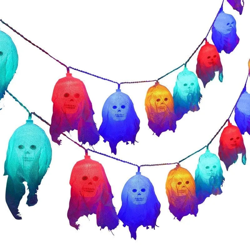 Halloween battery-powered coloured LED light strings for indoor wall decoration in two length options