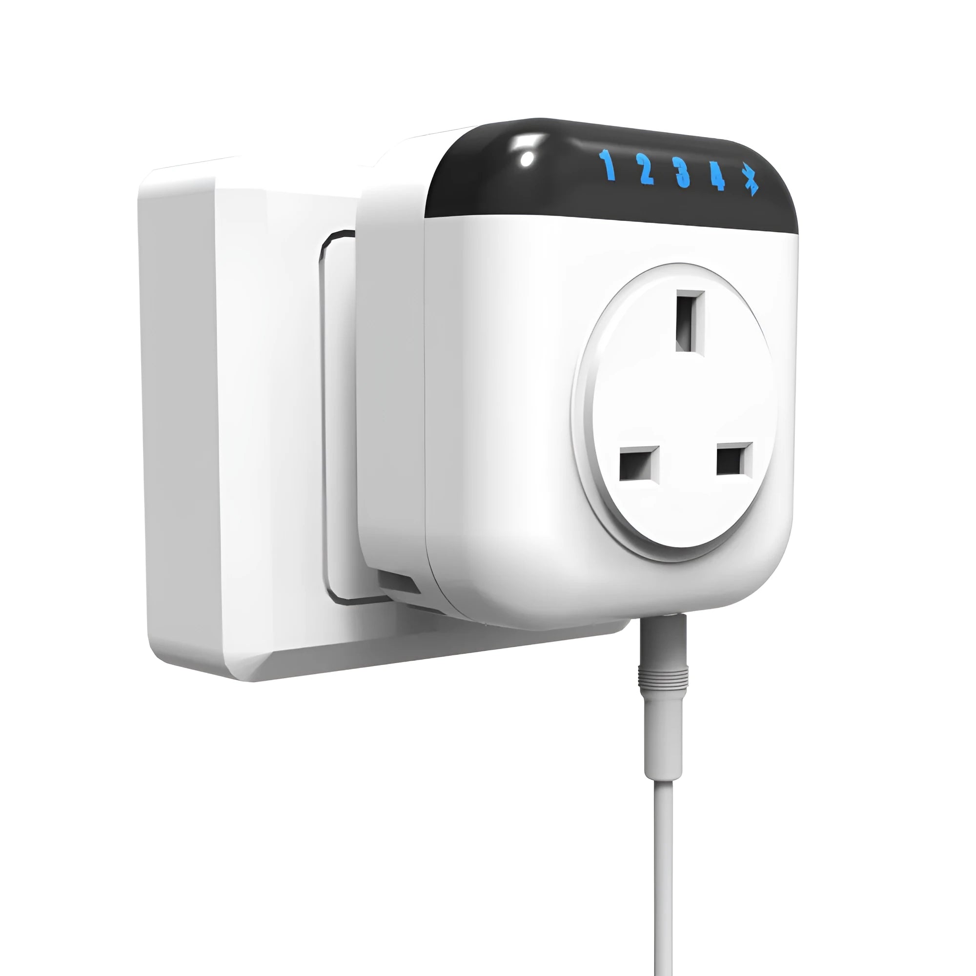 White Tuya smart temperature control socket with three-pin US outlet and temperature sensor probe