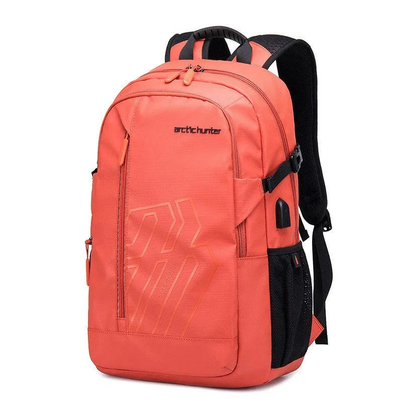 18 inch casual computer backpack with plaid pattern and curved shoulder strap in multiple colour options