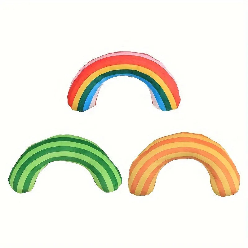 Set of four striped pattern cat pillow toys with catnip measuring 23 by 20 centimetres