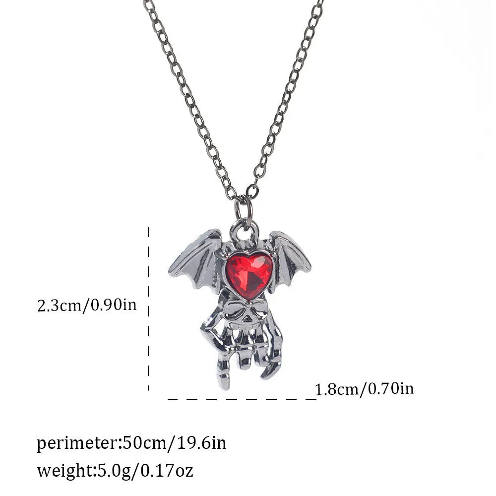 Dark style zinc alloy Halloween necklace with a spider or bat pendant on a regular chain.