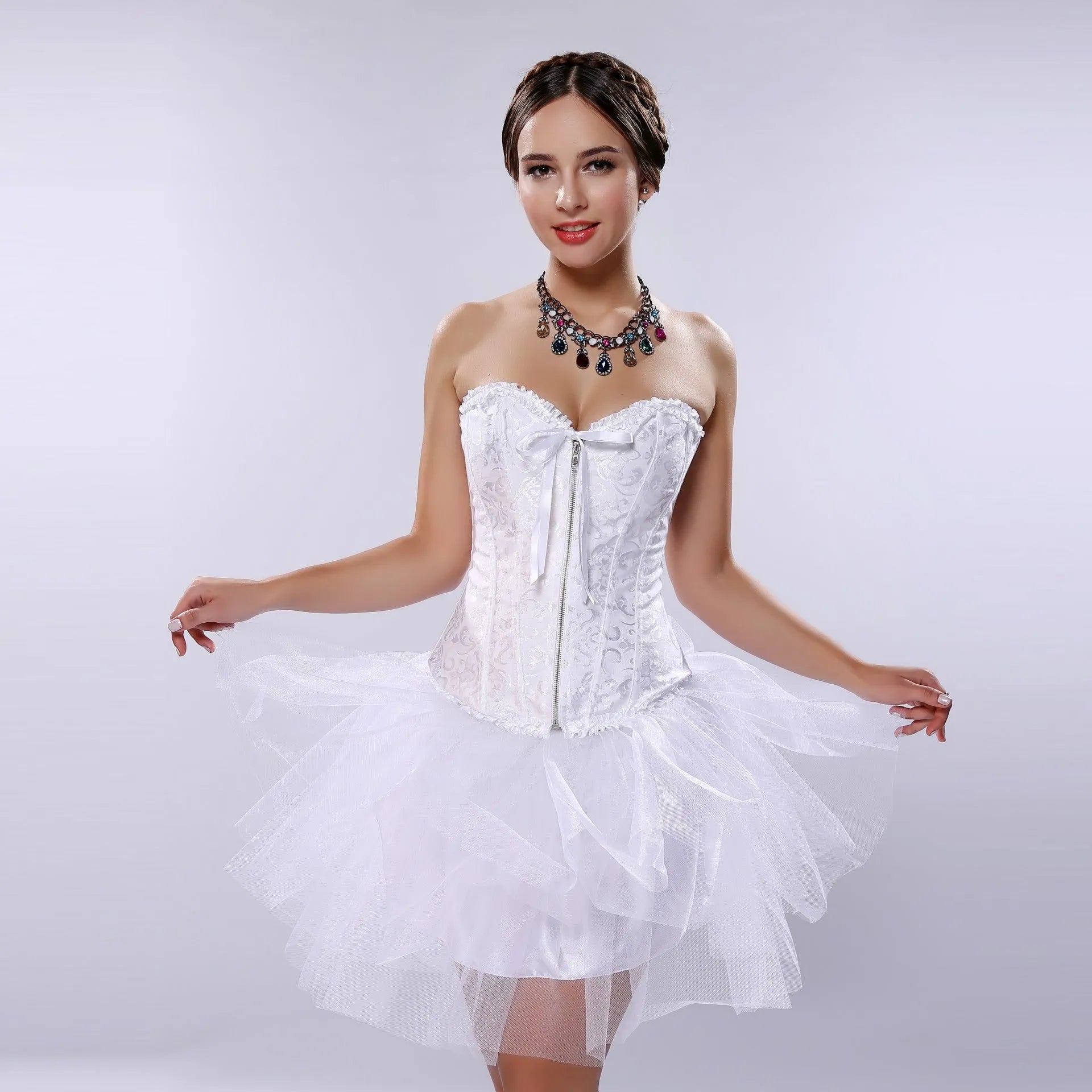 Court Women's Zipper Jacquard Corset waistband in spandex, shown in a selection of available colours.