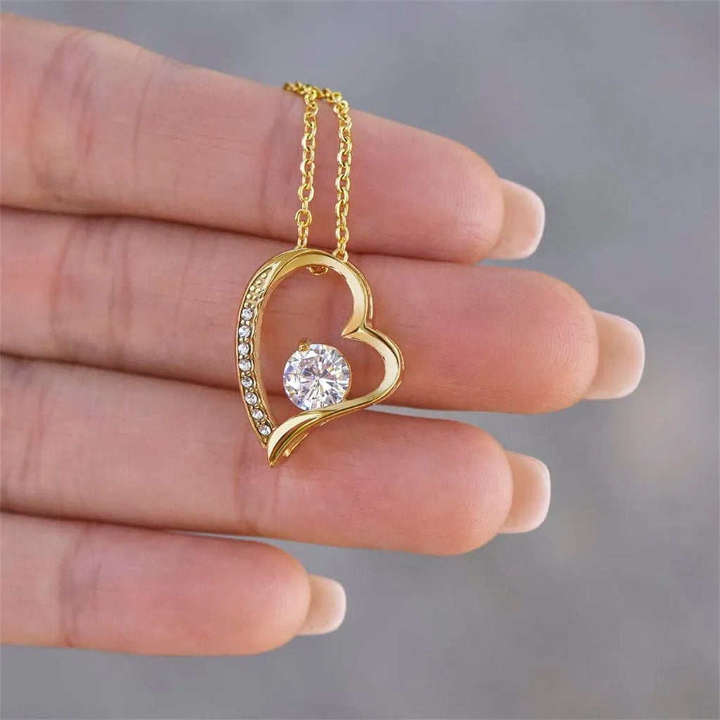 Hollow heart necklace pendant in gold or silver colour with gift box packaging options