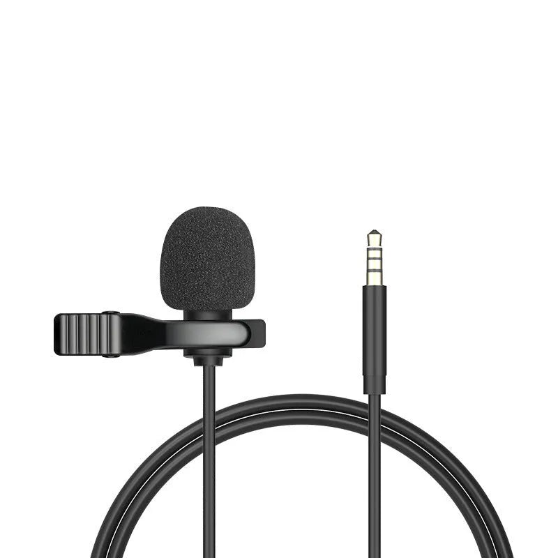 Wired lavalier lapel microphone with clip and 1.5m cable compatible with Apple iPhone