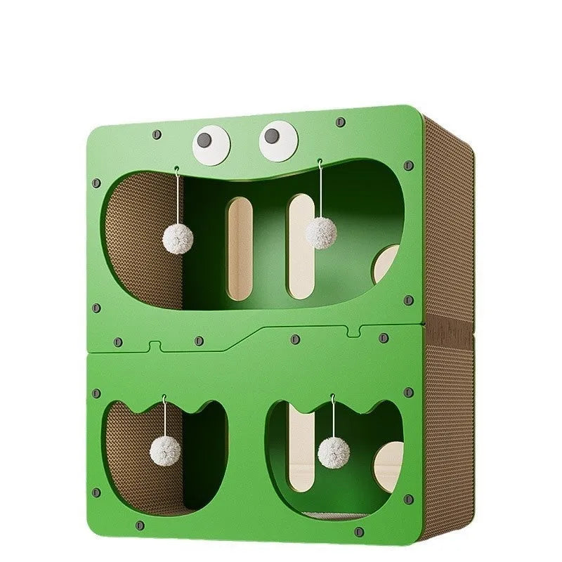 Double-layer cat scratching board nest with wear-resistant surface in cute design options