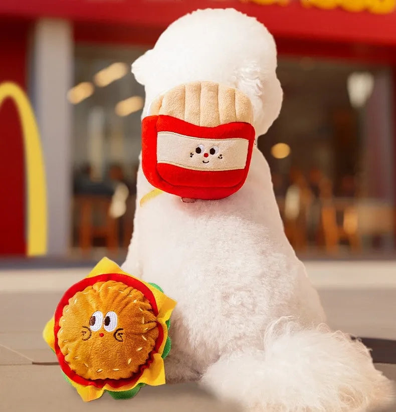 Cartoon hamburger design pet vest leash with adjustable straps and backpack feature