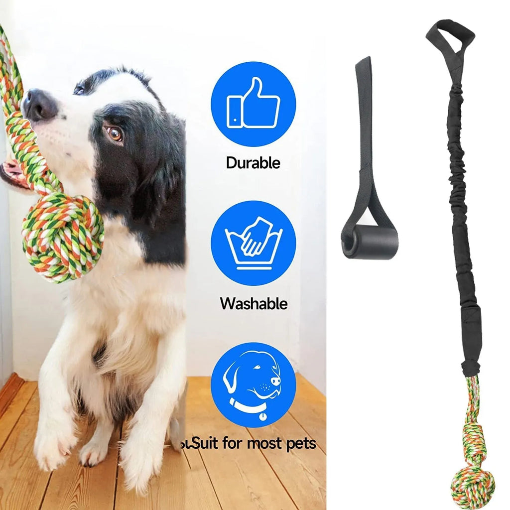 Cotton thread dog tug of war rope toy in black, grey or red colour for interactive play