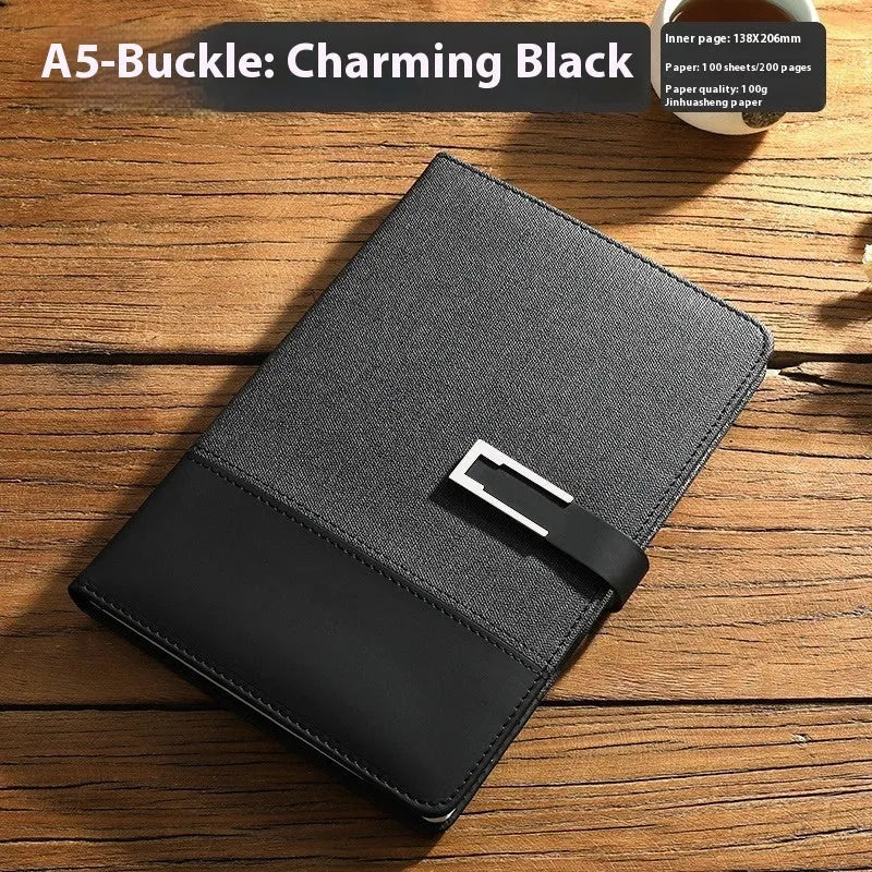 A5 soft leather notebook in business brown colour with pu cover and wood-free paper pages