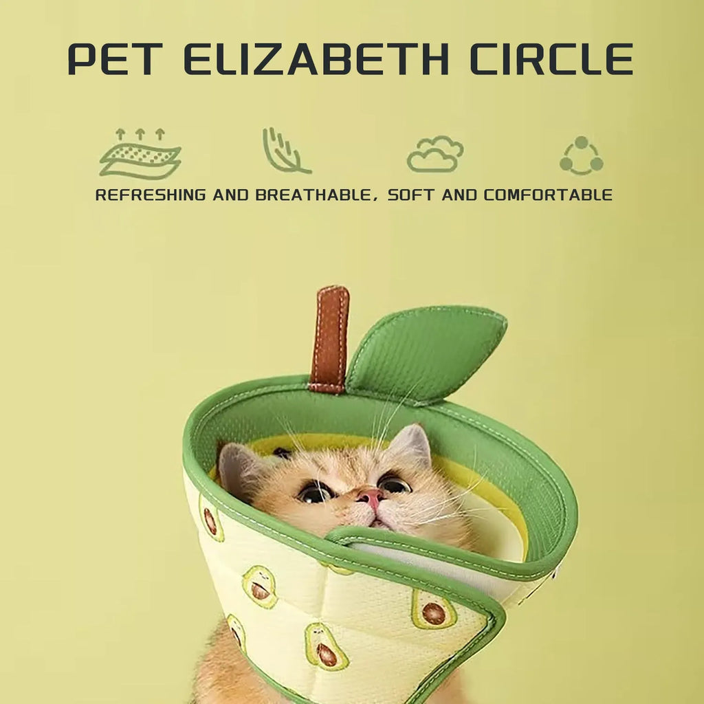 Soft EPE fabric cat recovery collar with adjustable strap and folding edges