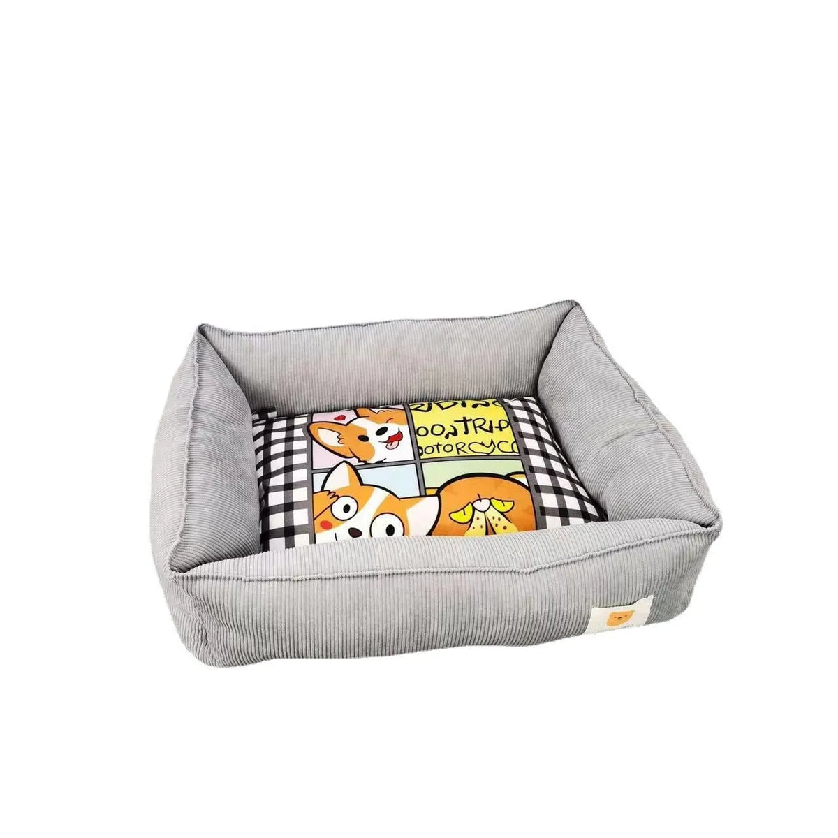 Cotton pet winter nest for dogs and cats in light blue colour with velvet lining