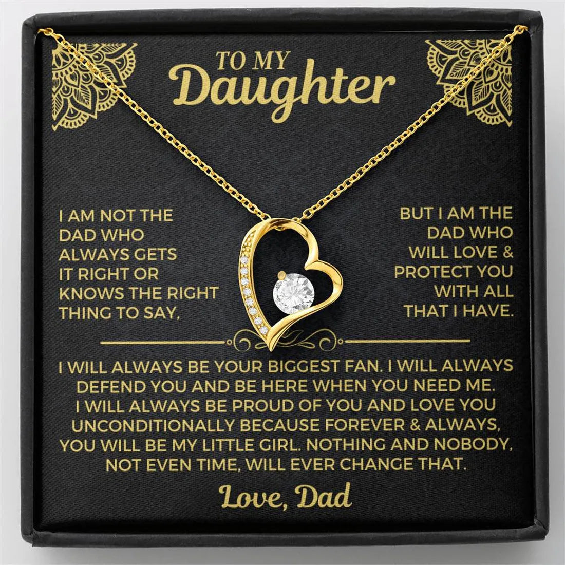 Hollow heart necklace pendant in gold or silver colour with gift box packaging options