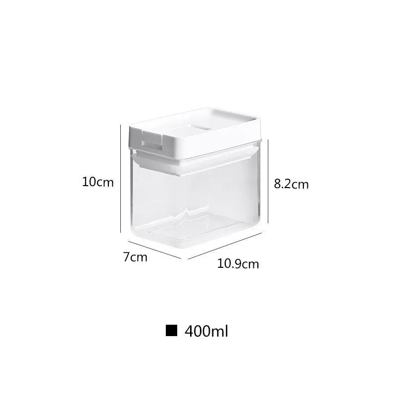 White transparent plastic grain storage container with 400ml capacity for kitchen organisation