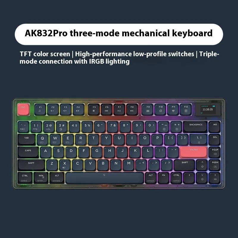 Ajazz AK832PRO three-mode mechanical keyboard in green or tea colour with RGB backlight