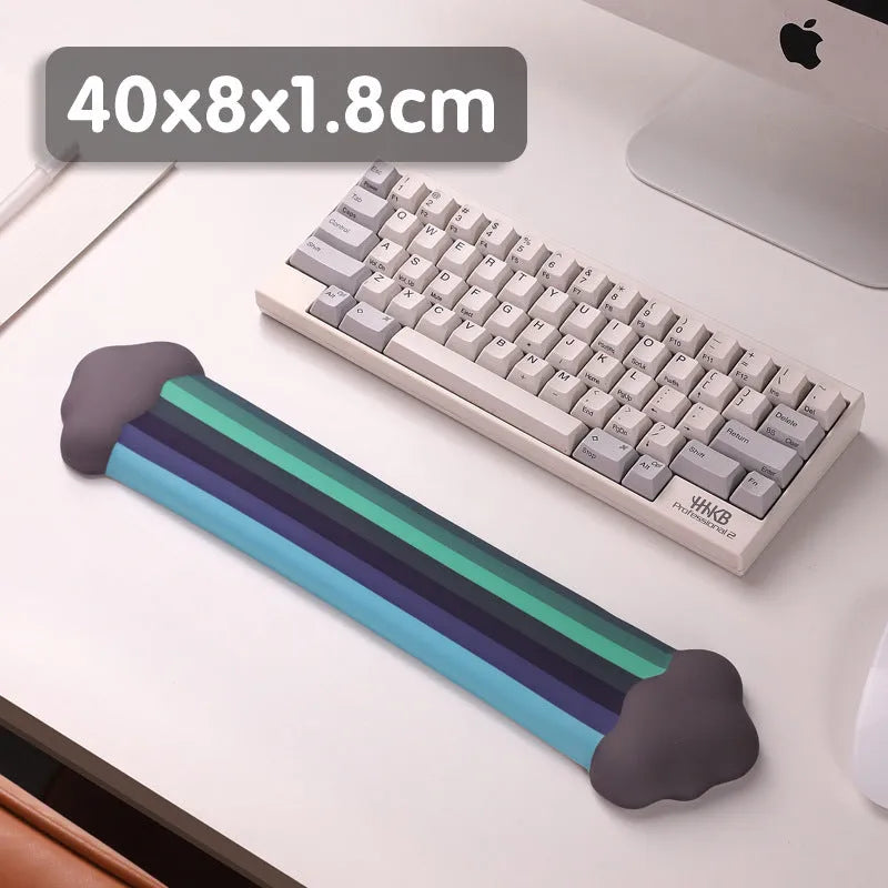 Silicone wrister mouse pad and keyboard support set with pastoral cloud patterns in multiple colour options