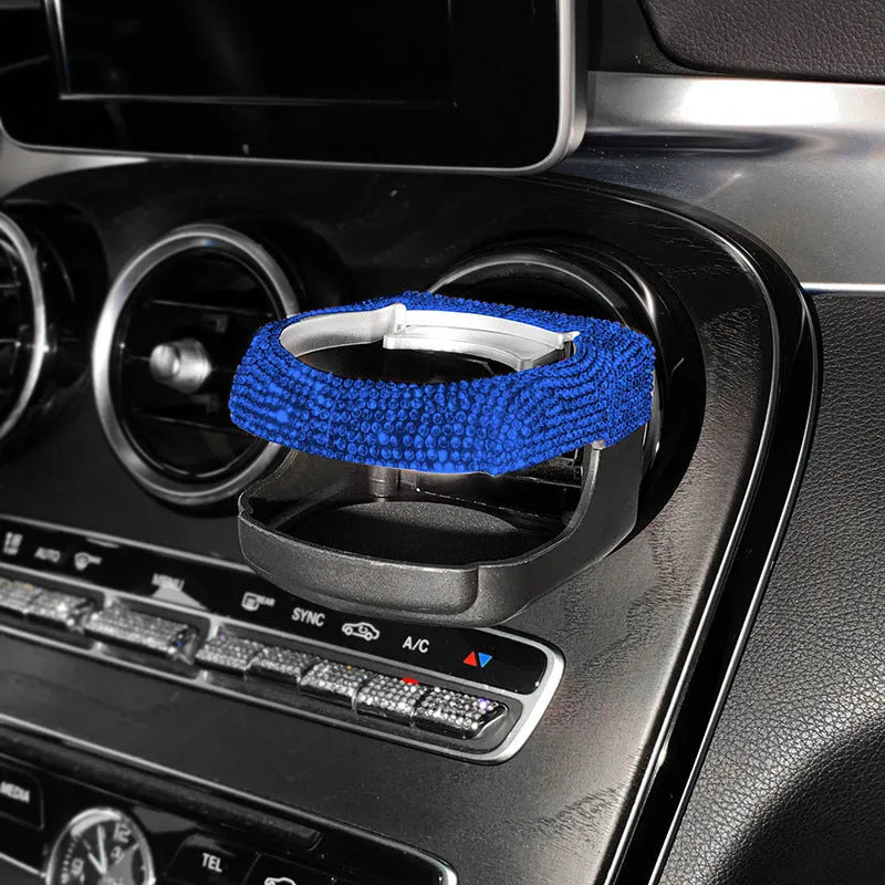 Rhinestone decorated car air vent cup holder in various diamond colours