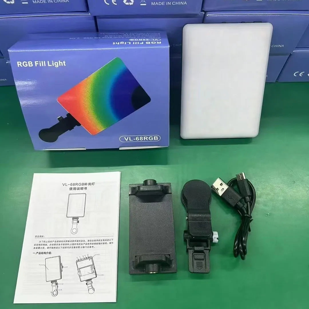 VL series pocket LED fill light with clip attached to a smartphone for photography.