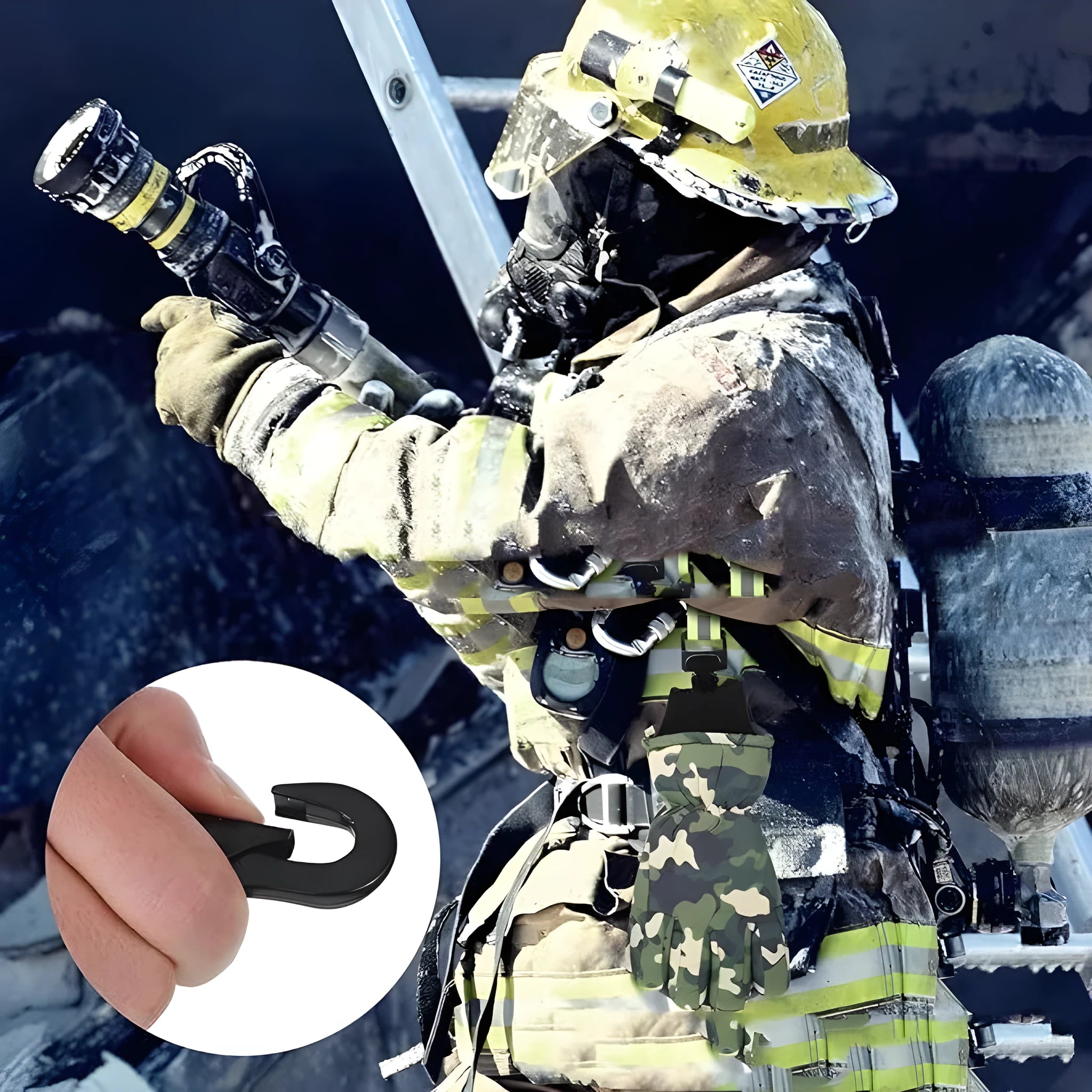 Fluorescent green metal buckle glove clip with reflective tape for industrial safety applications