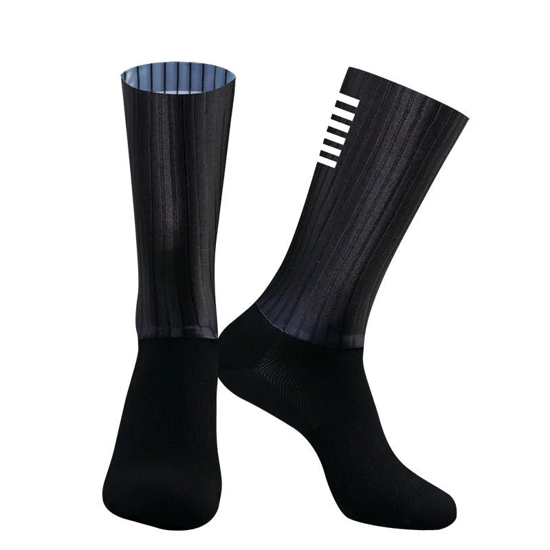 Athletic socks for sports in orange, black, purple, white, grey, and dark blue colours