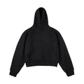 Short version Chinese cotton composite hooded sweater in dark grey with removable hood and long sleeves.