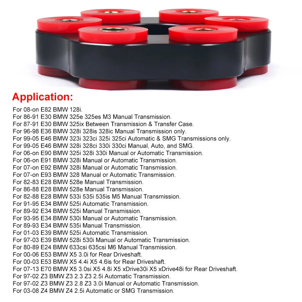 Red polyurethane aluminium BMW drive shaft connecting plate bracket for E46 E36 E30 M3 and E28 series vehicles