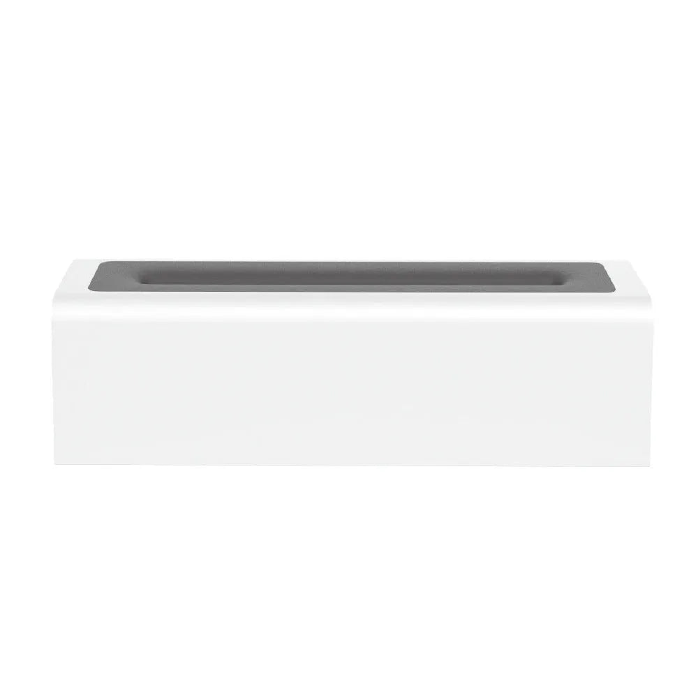Black square USB aroma diffuser humidifier with colour-changing flame LED light and water tank on a wooden table.