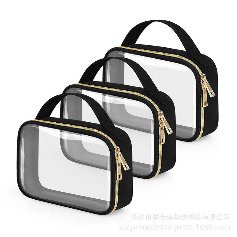 Transparent PVC wash bag with shoulder chain in multiple colour options