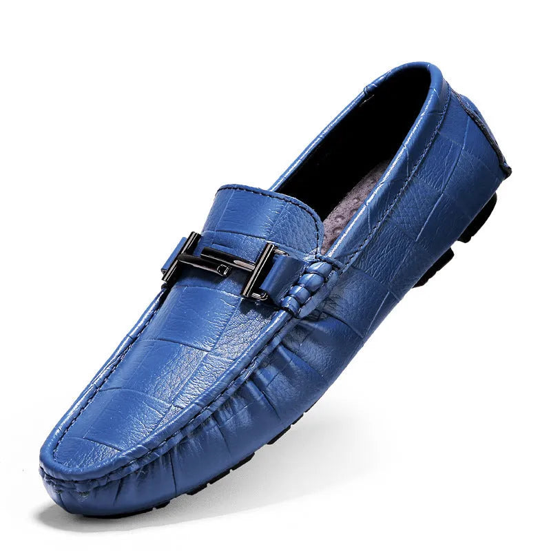 Men's casual leather shoes with belt buckle fastening in multiple colour options