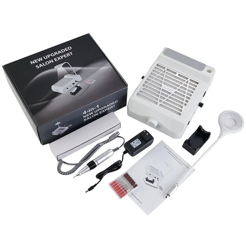 White multifunctional nail polishing machine with vacuum cleaner, American and European plug options