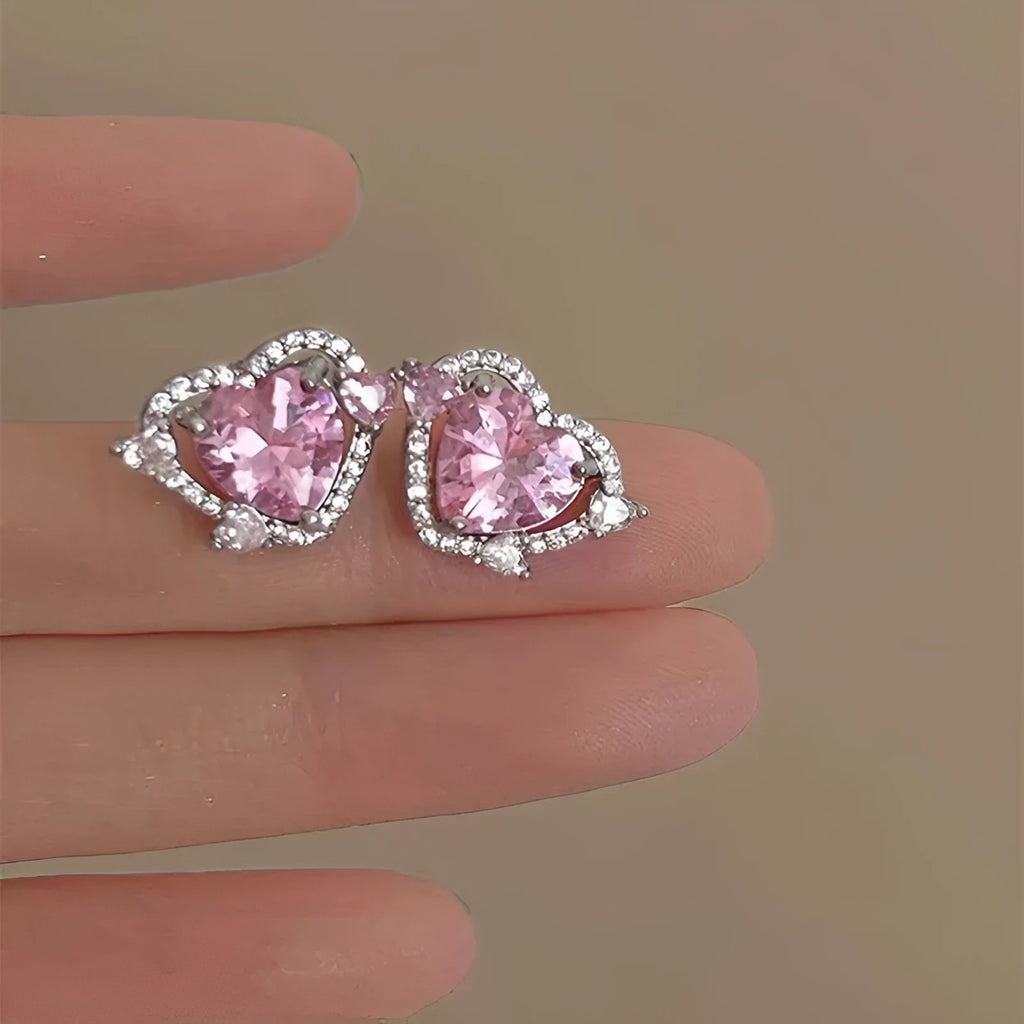 Guardian Heart white k electroplated copper stud earrings showing heart shape design
