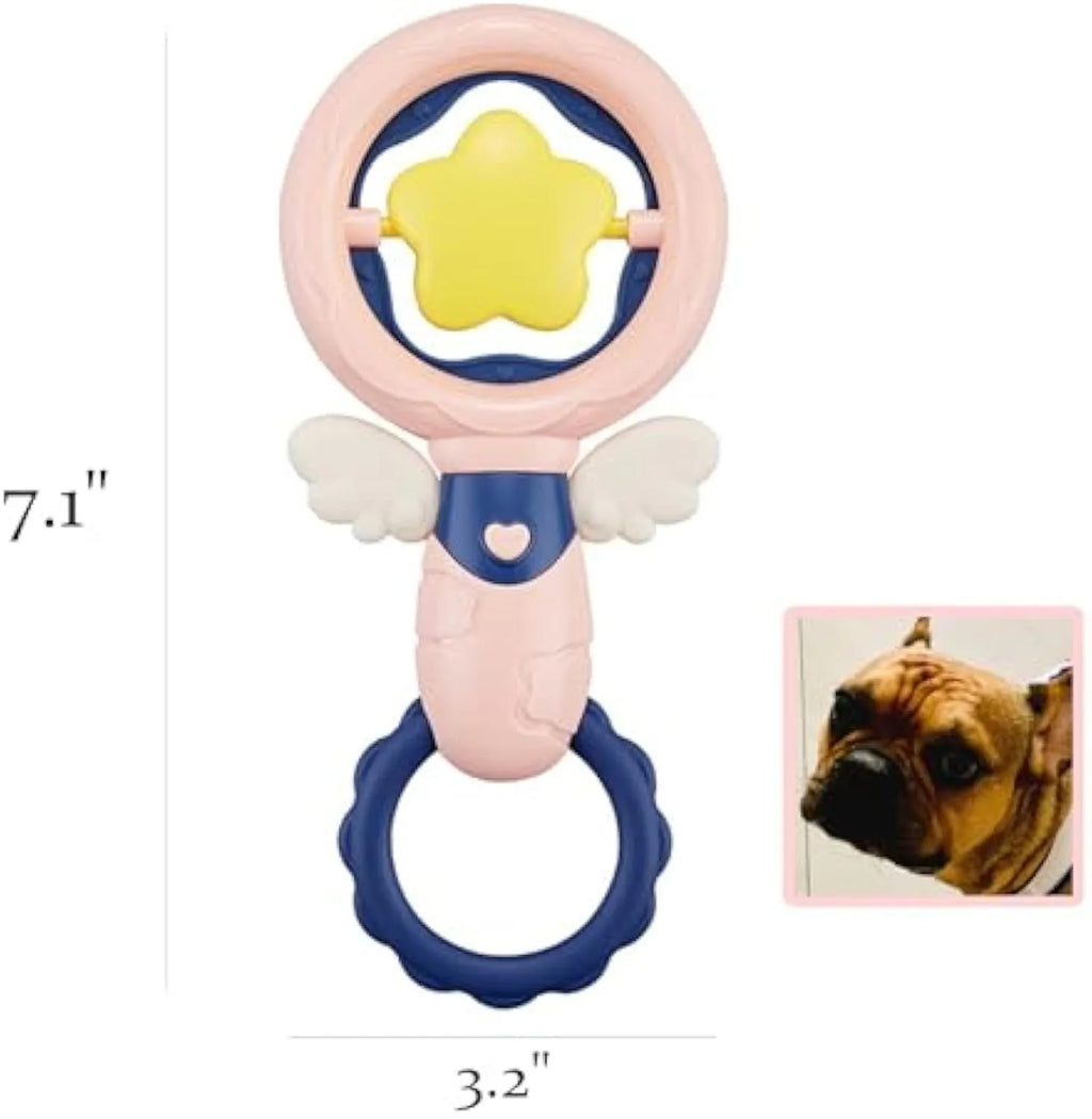 Large pink dog chew toys with textured dental cleaning surfaces and anti-swallow ring design