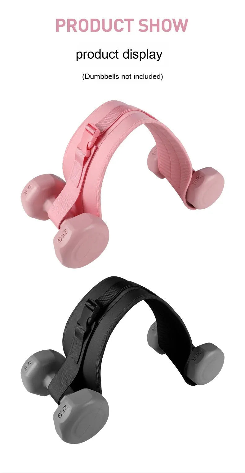 Black hip bridge auxiliary strap for dumbbell and barbell fitness training with lumbar support