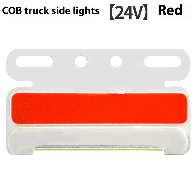COB LED truck side marker light with aluminium housing in red, yellow, green, blue, or white for 12V and 24V vehicles.