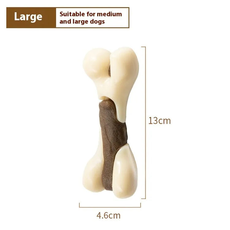 Cowhide nylon bone grinding rod dog chew toy in small and large foodie bone sizes
