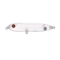Transparent 9.5cm long blank soft plastic fishing bait body on a white background.