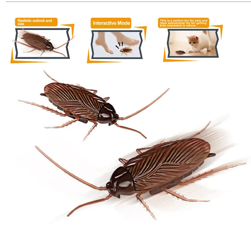 Electric vibrating walking insect simulation toy for cats and dogs in plastic cockroach, dragonfly, tarantula, or mouse styles.
