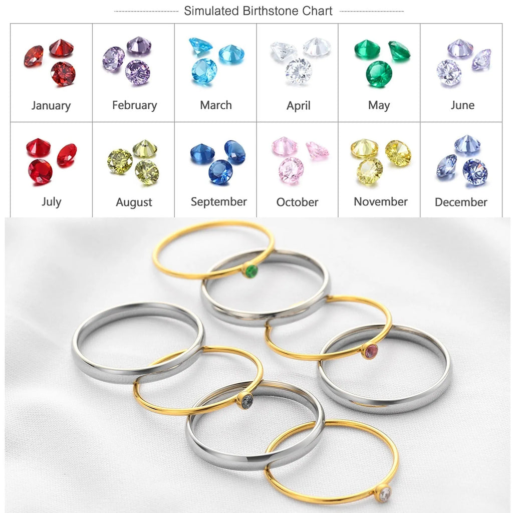 December colour birthstone engraved titanium steel ring with geometric design